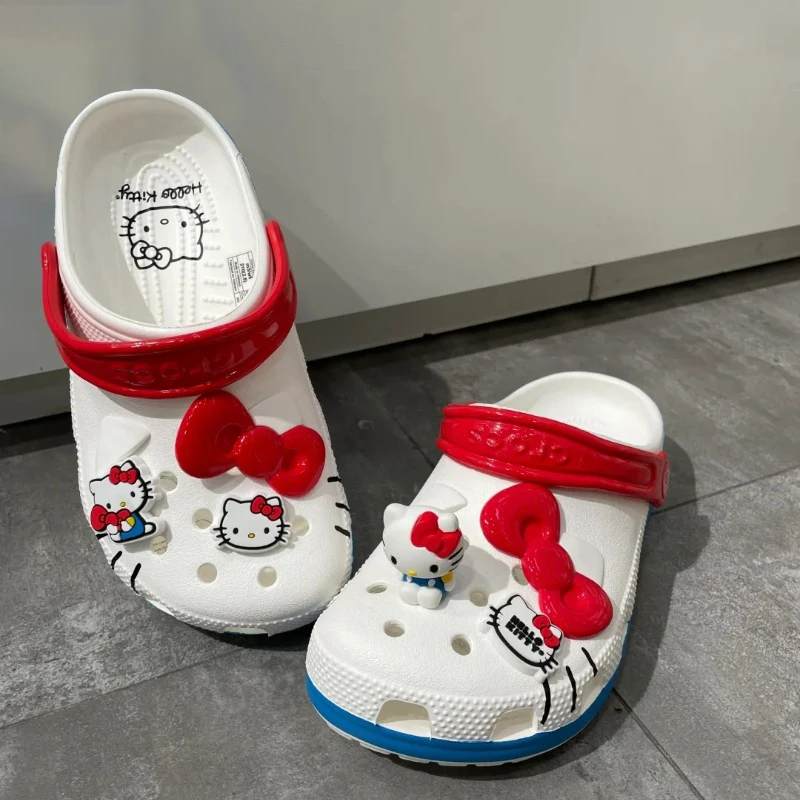 Miniso Sanrio Hallo Kitty Loch Sandalen Hausschuhe kt Katze Sandalen Kawaii Eva Anime Home Strands chuhe Sommer Hausschuhe Erwachsene Kinder Geschenk