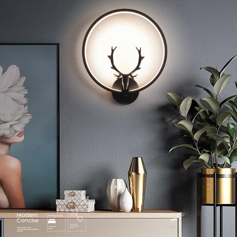 Round Night LED Wall Bracket Luzes, interior Ferro Animal Lâmpadas, corredor e corredor, luzes de entrada, Home Decor