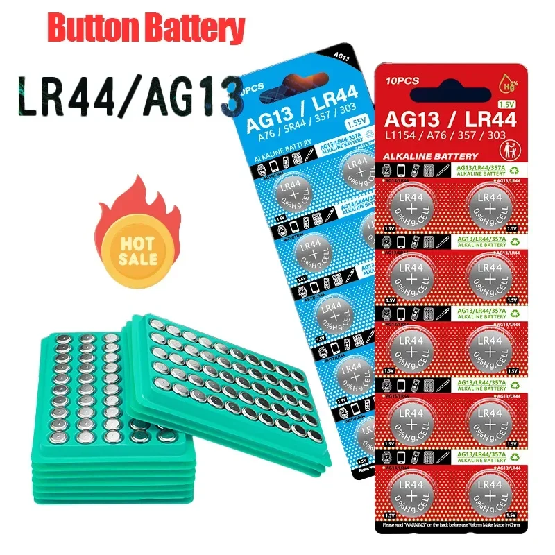 AG13 LR44 Batterij Coin 1.55V LR44 L1154 RW82 SR1154 SP76 SR44 A76 Alkaline Knop Batterij Geschikt voor Horloge Speelgoed Afstandsbediening