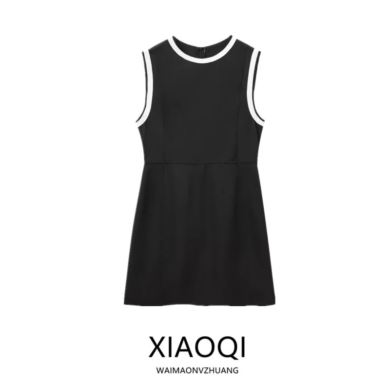 Jesień Zima Nowa Kolekcja Damska Moda Kolor Blokowy Jedwabny Satynowy Wygląd Wyszczuplający Uniwersalny Do Pracy Okrągły Dekolt