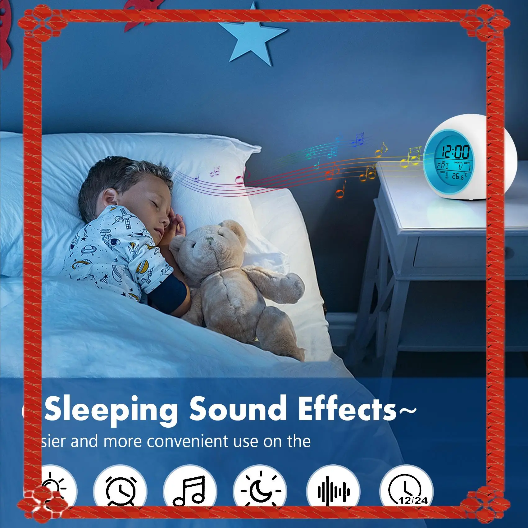 24-Hour Delivery Kids Alarm Clock - Wake Up Light Digital Clock With 7 Colors Changing, Press Control And Snooze Function For Be