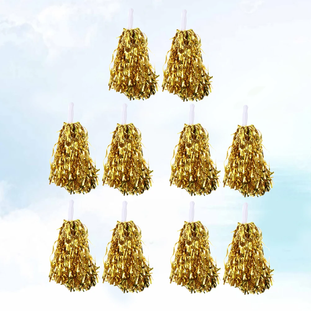 

10Pcs Plastic Cheerleader Pom Poms Glitter Spirited Kit for Sports Events Competition 25G Handle