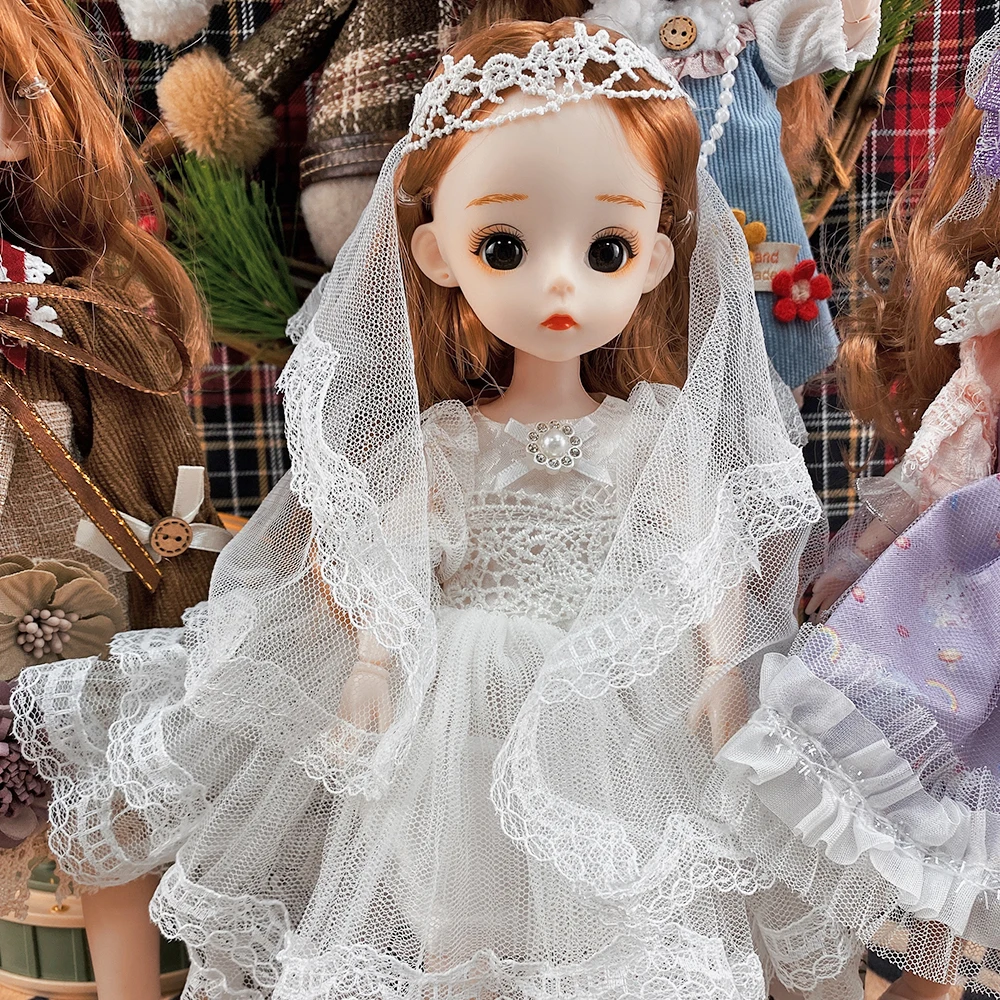 

Wedding Dress BJD Doll 30CM Anime Figure Sheep Clothes Fashion Outfit Shoes Jointed Body Accessories For Girls Birthday Gift