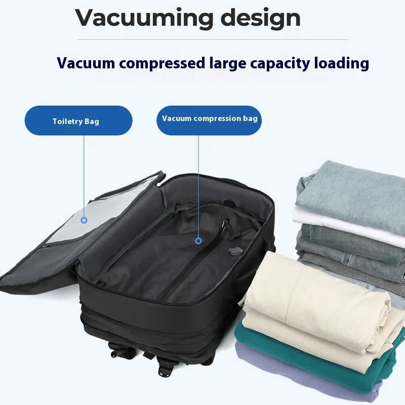 Vacuum compression backpack for men, expandable backpack with dry wet separation, anti-theft computer backpack, short distance b