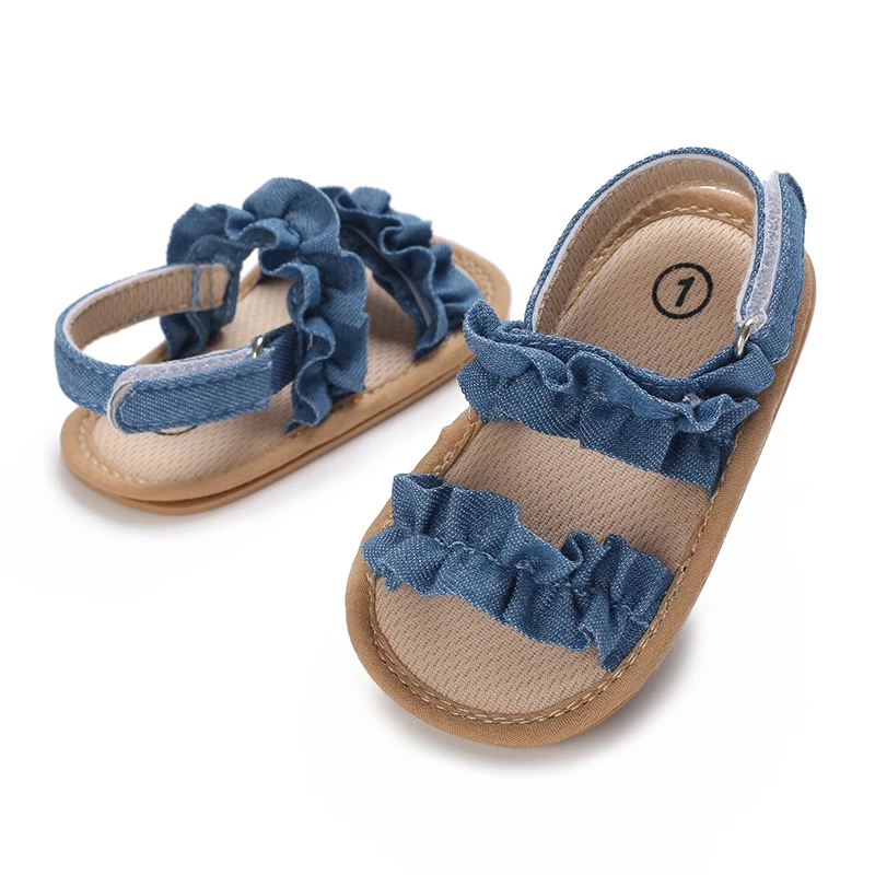 صنادل للفتيات الصغيرات بعقدة على شكل فيونكة مكشكشة ونعل ناعم ممتاز مضاد للانزلاق مفتوح من الأمام يسمح بمرور الهواء للصيف في الهواء الطلق أحذية مشاية أولى صنادل للأطفال #4