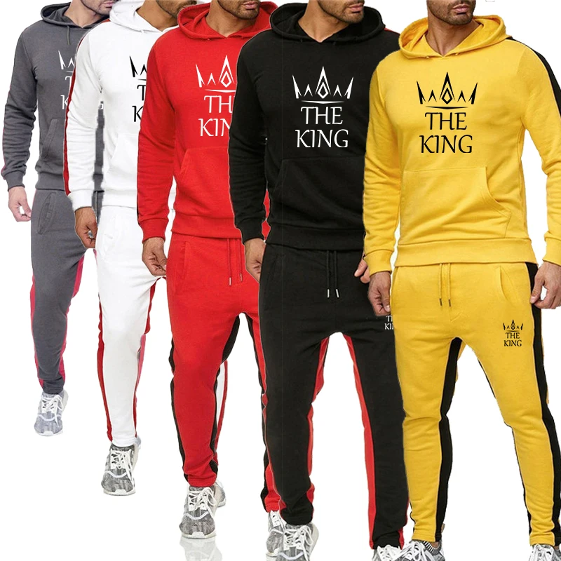 

2023 Men's Sweater Set Men's Jogging Set Printed Stripe Hooded Sportswear Set Hooded Sportswear