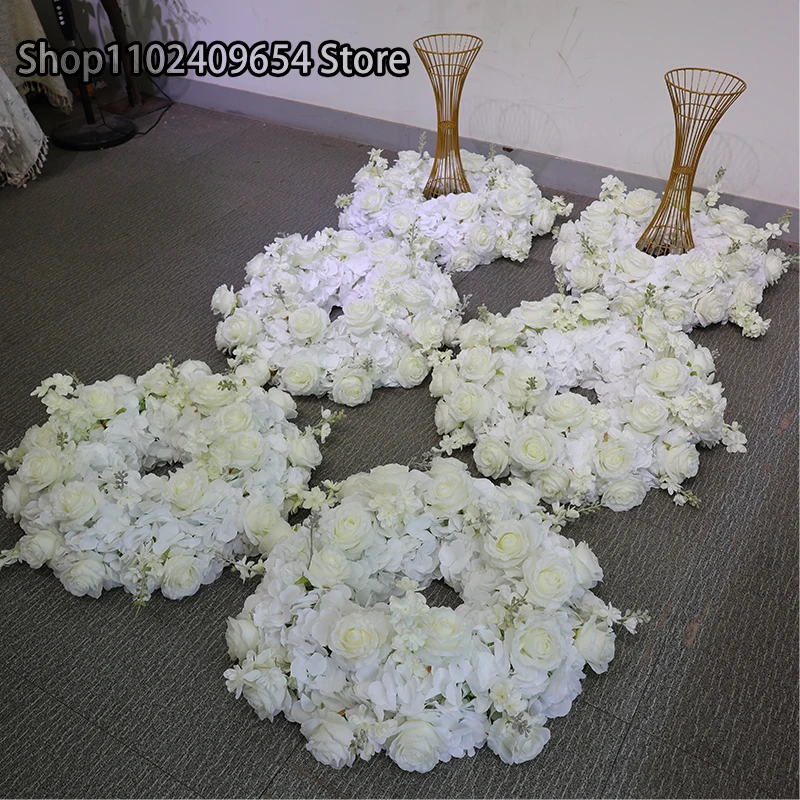 40 سنتيمتر 60 سنتيمتر زهرة إكليل الزفاف الجدول محور الشمعدان ديكو جارلاند تاج الأبيض الوردي الأخضر ورقة ترتيب الأزهار الدعائم #2