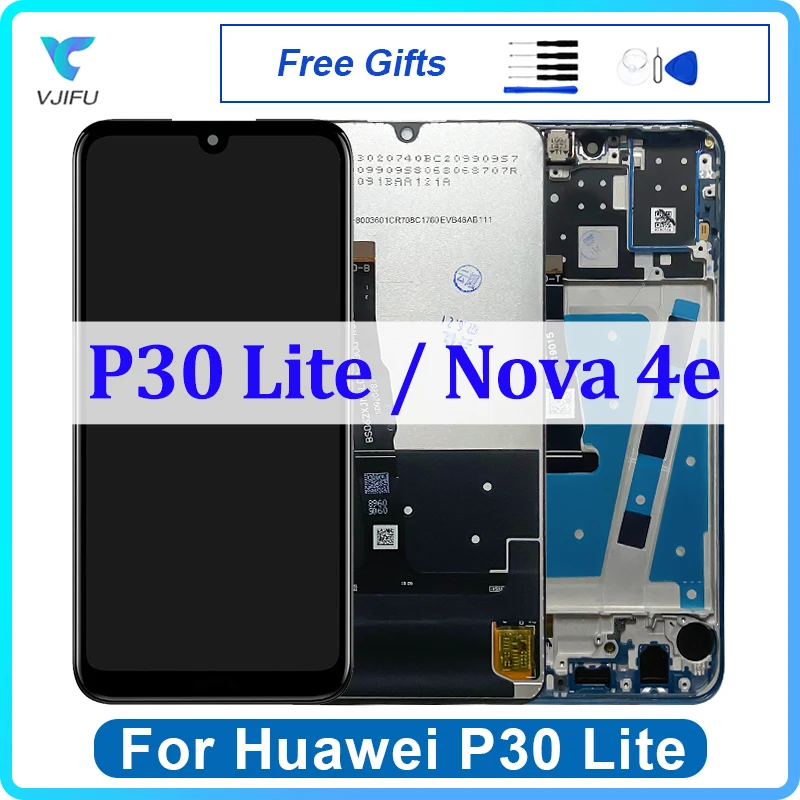 

ЖК-дисплей 6,15 дюйма для Huawei P30 Lite, LX1A, LX1M, сенсорный экран для Nova 4e, LX2, дигитайзер в сборе, Замена с рамкой для ремонта