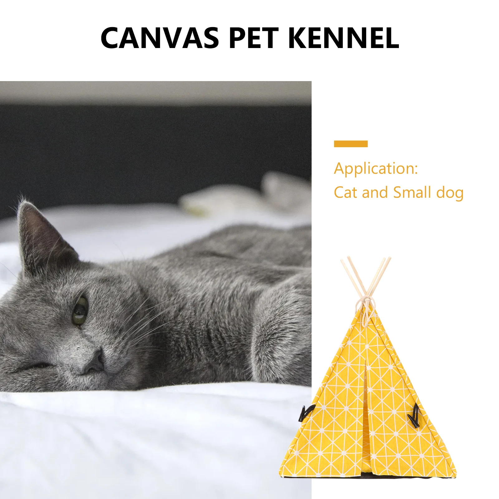 1pc huisdier tent huis driehoek kat bed opvouwbaar draagbaar canvas houten frame krasbestendig gezellige veilige ruimte voor katten honden