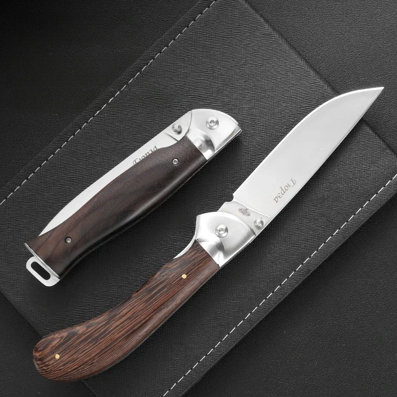 Russia Style Outdoor Stainless Steel Survival Folding Blade Knife Wooden Handle Tactical EDC Self-defense Hunting Pocketknives