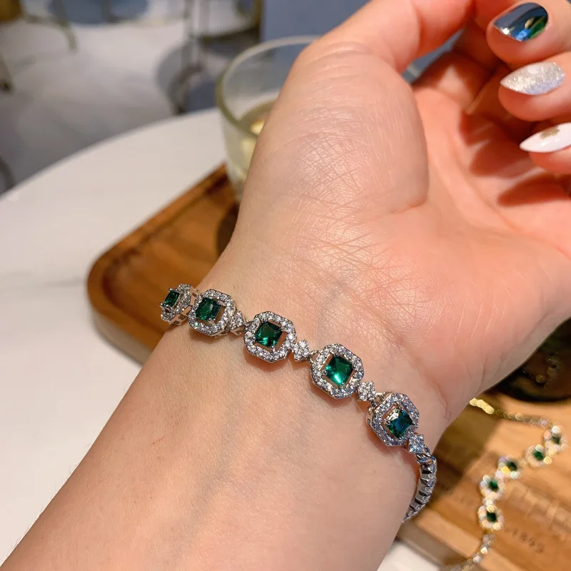 Bracelet Ba Simple Green Diamond Gold Platinum Bracelet Multicolor Gemstone New Bracelet for Women