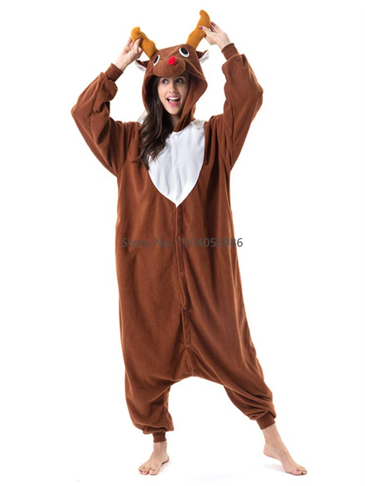 Animal Kigurumi Costume Halloween Onesie Deer For Women Men Adult Kids Pyjamas Cartoon Pajama Cosplay Party Homewear Christmas