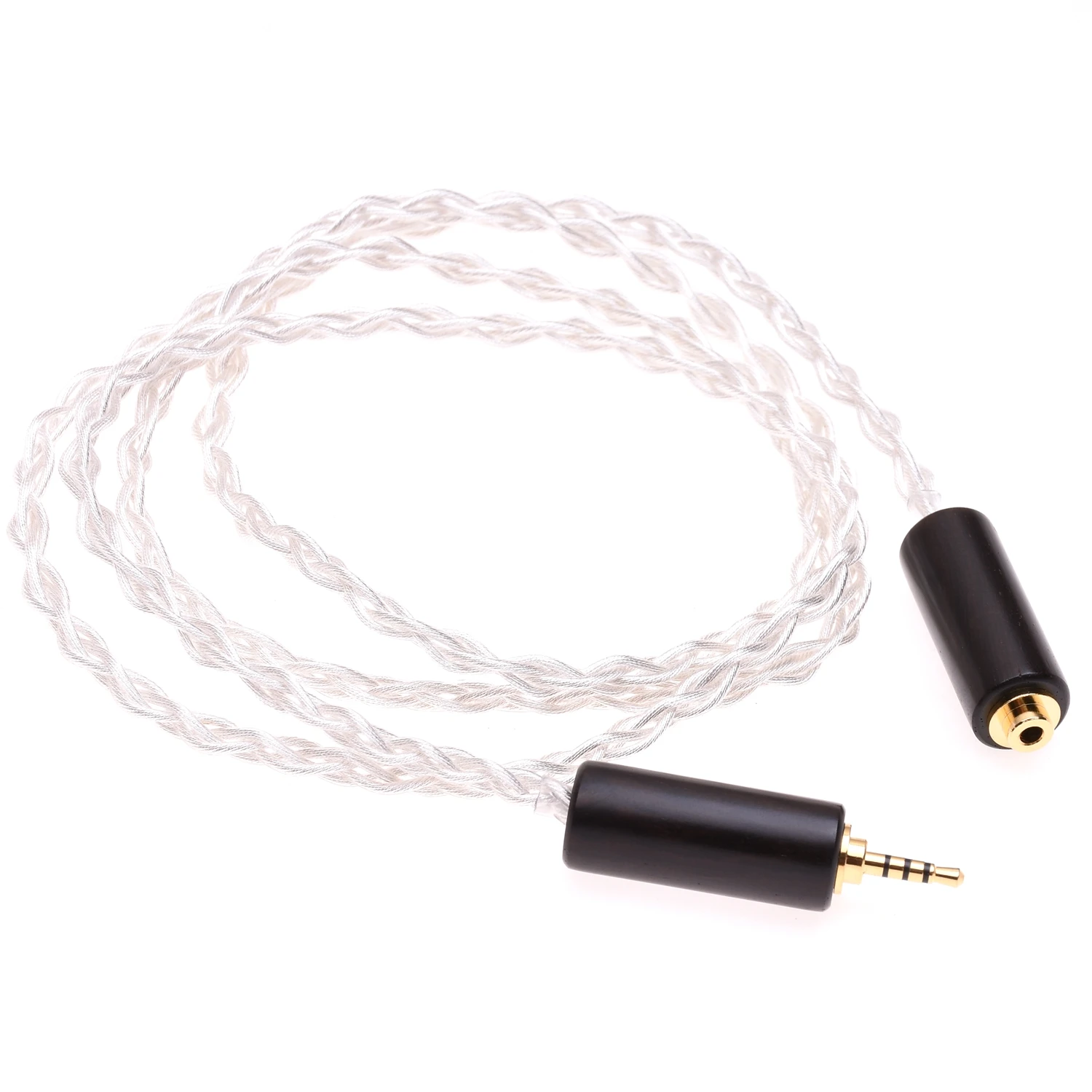 シルバーメッキヘッドフォンエクステンションケーブル、木製、rs、オスからメス、バランス、4コア、6n、occクリスタル