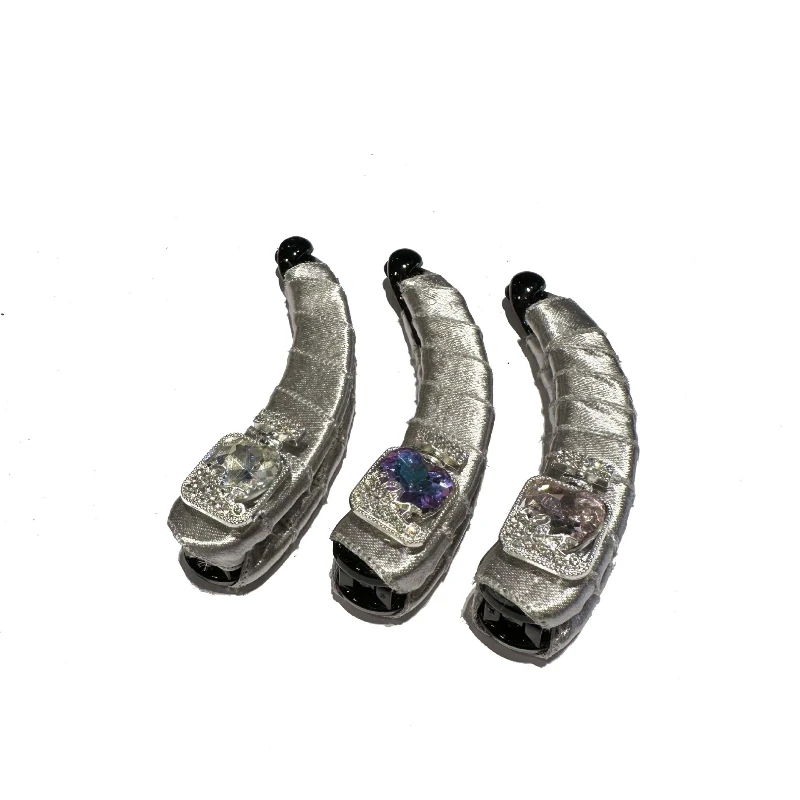 

New Silver AB Banana Clip With Unique Personality Square Rhinestone High-end Top Clip Hair Accessory Hair Accessories For Women