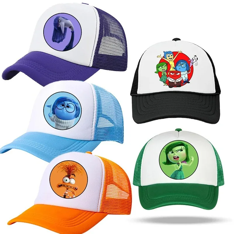 Hot Disney Inside Out 2 Baseball Cap Cartoon Series Mesh Breathable Bowler Hat Emo Perimeter Print Hip Hop Birthday Gift