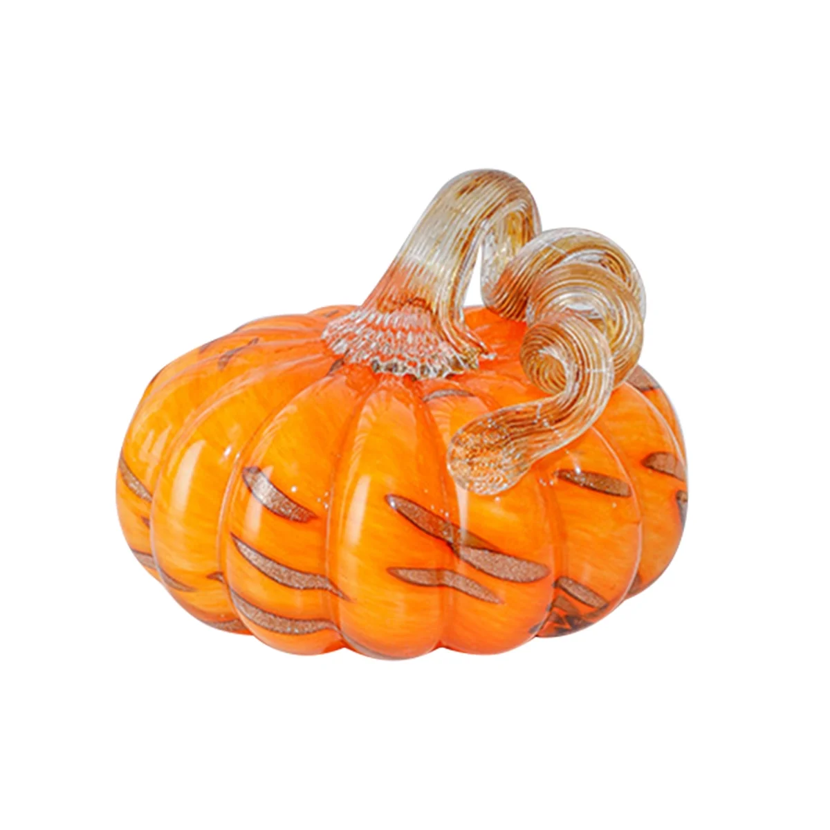 Hand Blown Glass Orange Pumpkin Figurines Crystal Pumpkin Home Decor Collectible Figurine Home Decorations for Tabletop