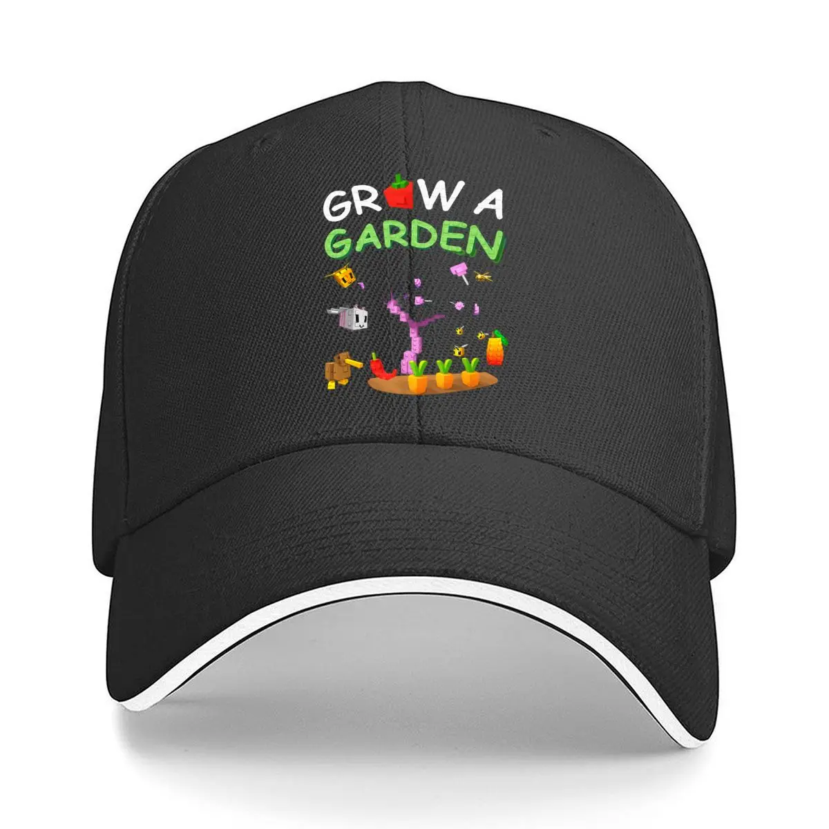 Grow A Garden Pixel Carrots Bees Blossom Hip Hop hat Fashion Outdoor Sports Sandwich Baseball Cap