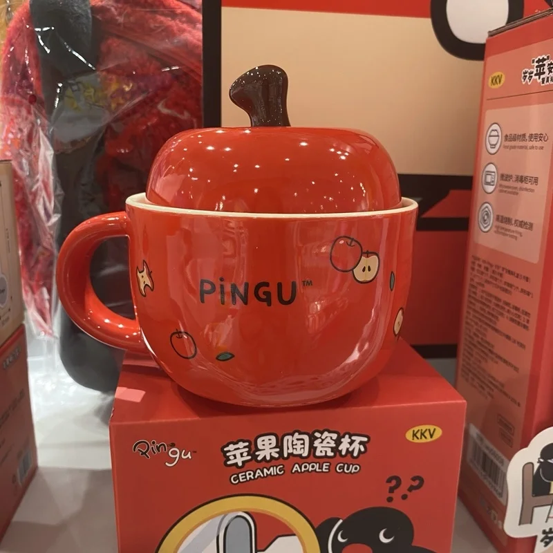 

Чашка для воды в форме яблока Pingu 350 мл для офиса и домашнего использования с крышкой, милый дизайн, идеальный подарок для женщин, идеальный размер для студентов