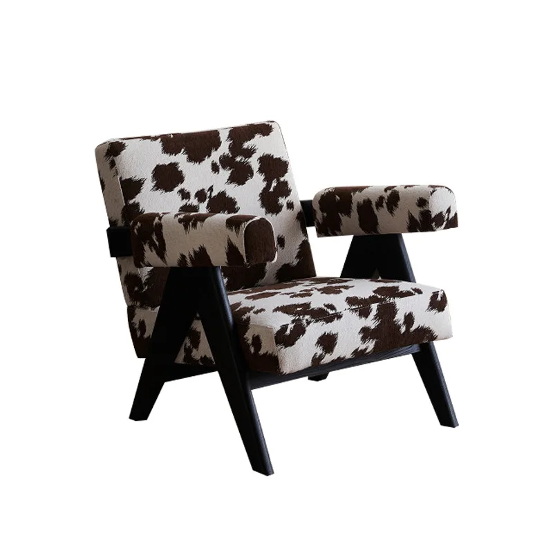 French retro solid wood single sofa chair household back chair leisure chair