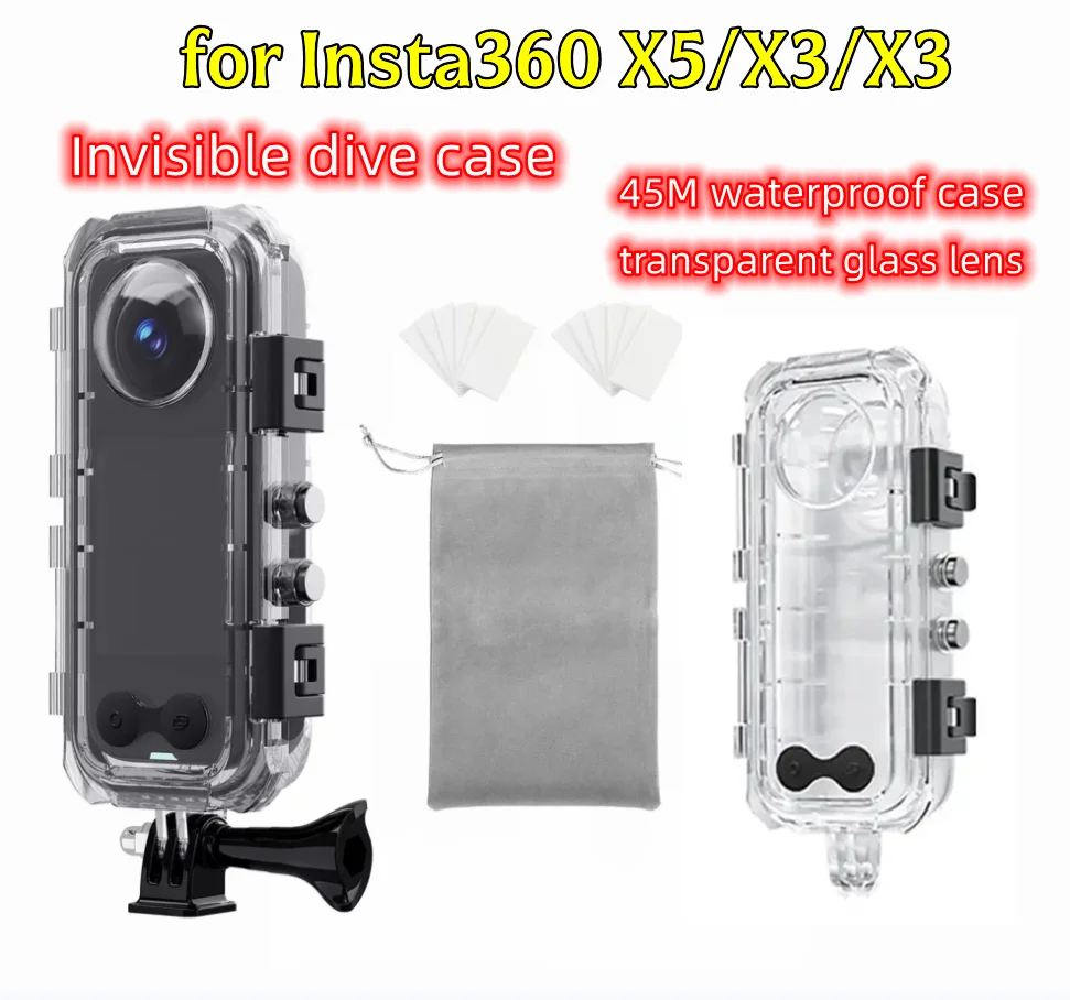 

Водонепроницаемый защитный чехол для Insta360 X5/X4/X3 с углом обзора 360 градусов, до 60 метров, панорамный аксессуар