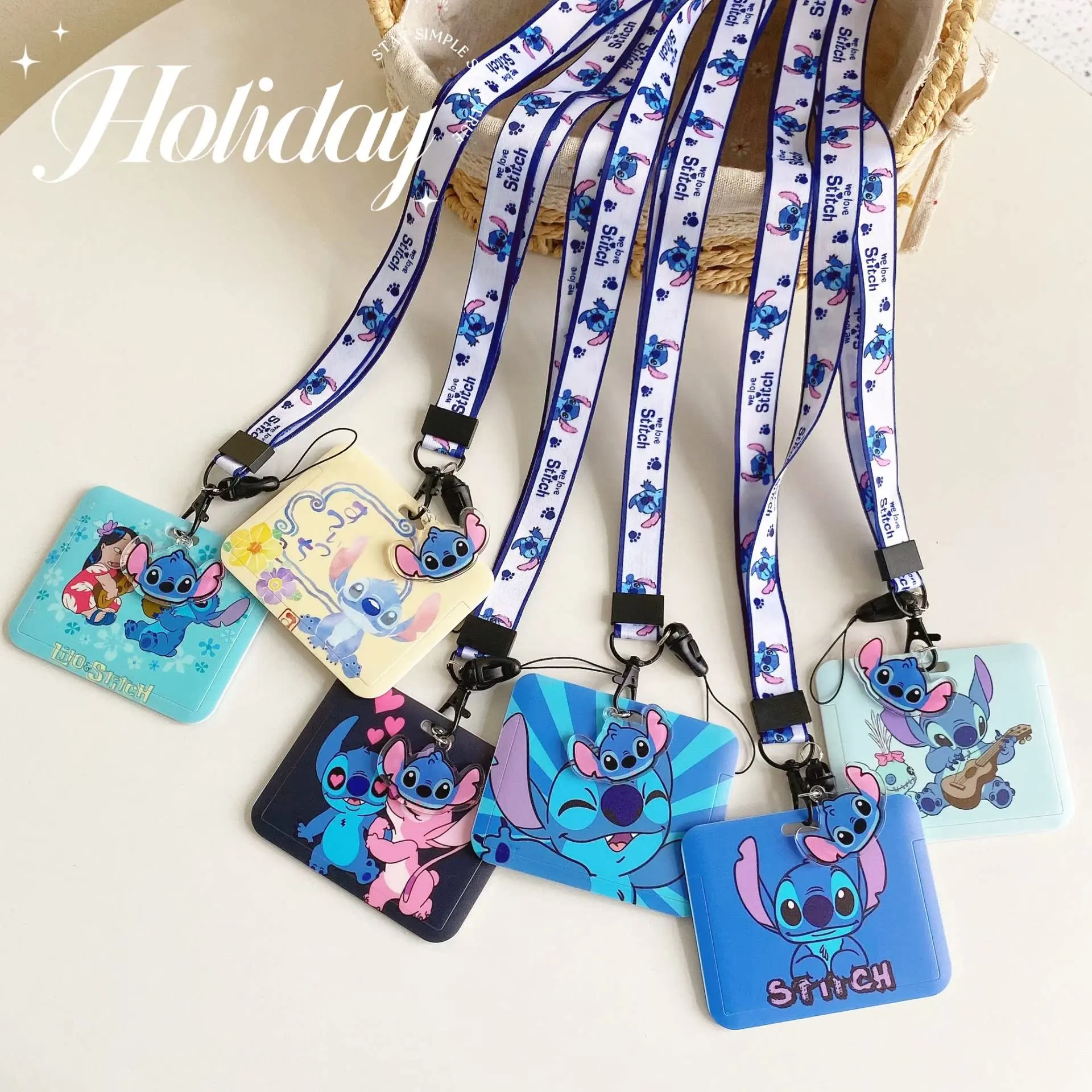 

Card Holder Stitch Lanyard Keychain Horizontal Style Card Holders ID Credit Card Cover Pass Mobile Phone Charm Badge Holder Gift