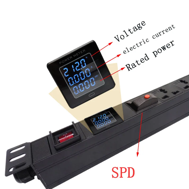 PDU Power Strip Network Cabinet Rack 16A Electric 10 Unit IEC C13 Outlet with switch Ammeter display overload protection Socket