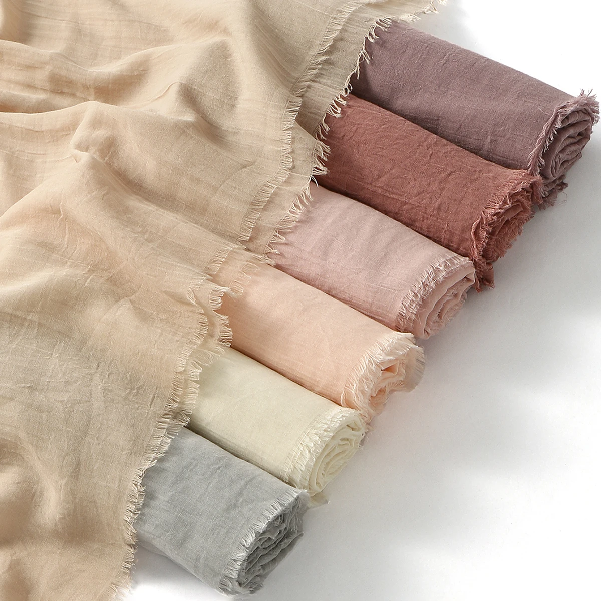 Musulman coton rayonne Hijab couleur unie plaine écharpe femmes doux coton Viscose mince Voile châle enlever bord foulard Turban