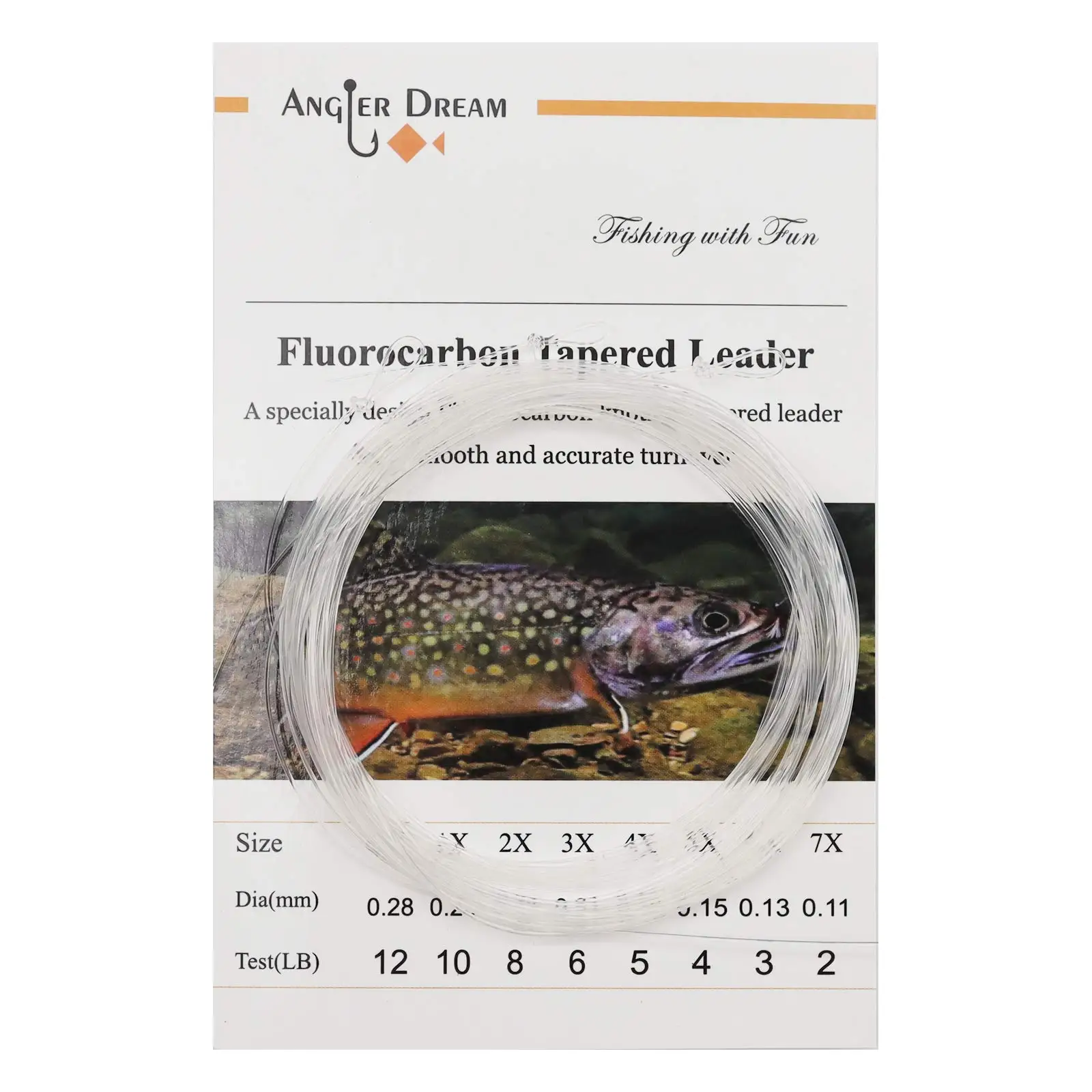 ANGLER DREAM 3 Pack Fluorocarbon Fly Leader 9FT 0x/1x/2x/3x/4x/5x/6x/7x Fluorocarbon Tapered Fly Fishing Leader