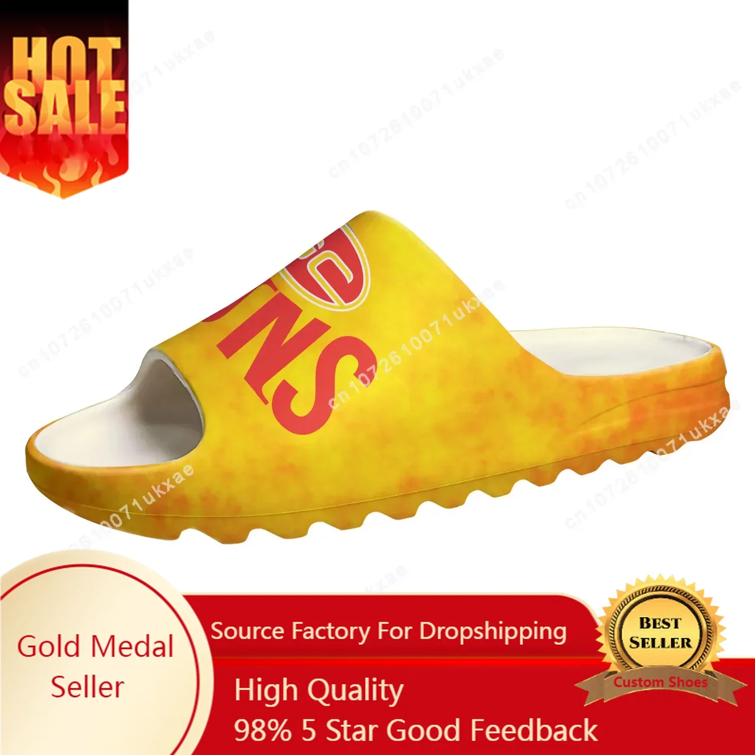 

Gold Coast Australian Football Soft Sole Sllipers Home Clogs Step On Water Shoes Mens Womens Teenager Step in Customized Sandals