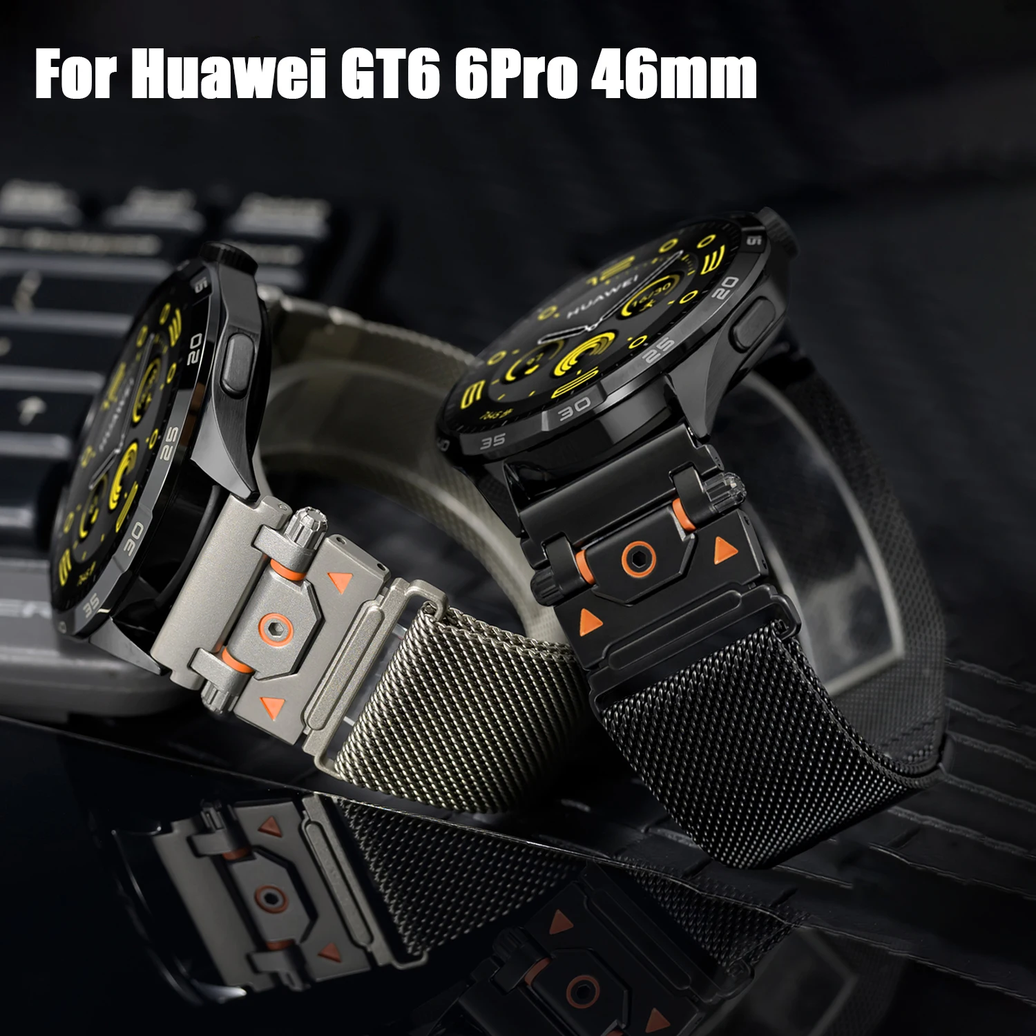 22mm Luxus-Edelstahlarmband für Huawei GT6 6Pro GT5 5 Pro GT3 3Pro 46mm Magnetisches Schlaufenband für Huawei Watch 4 4Pro 5 46mm