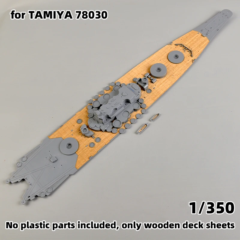 Modell-Upgrade-Teile, lasergeschnittene Holzdeckplatte mit selbstklebender Ankerkette für Tamiya 78030 31113 78025 Yamato 1/350 1/700 – Detail 2