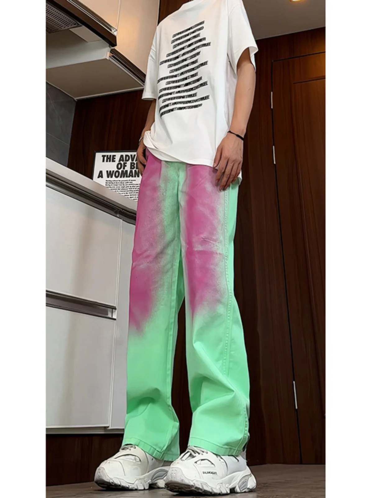 

Американские джинсы тай-дай для мужчин, летние, тонкие, модные, брендовые, премиум-класса, прямого кроя, молодежные, трендовые