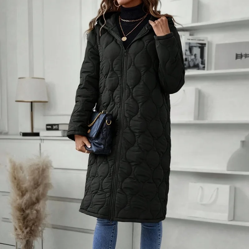New Long Hooded Casual Coat Women Cotton Jacket Winter Warm Outerwear