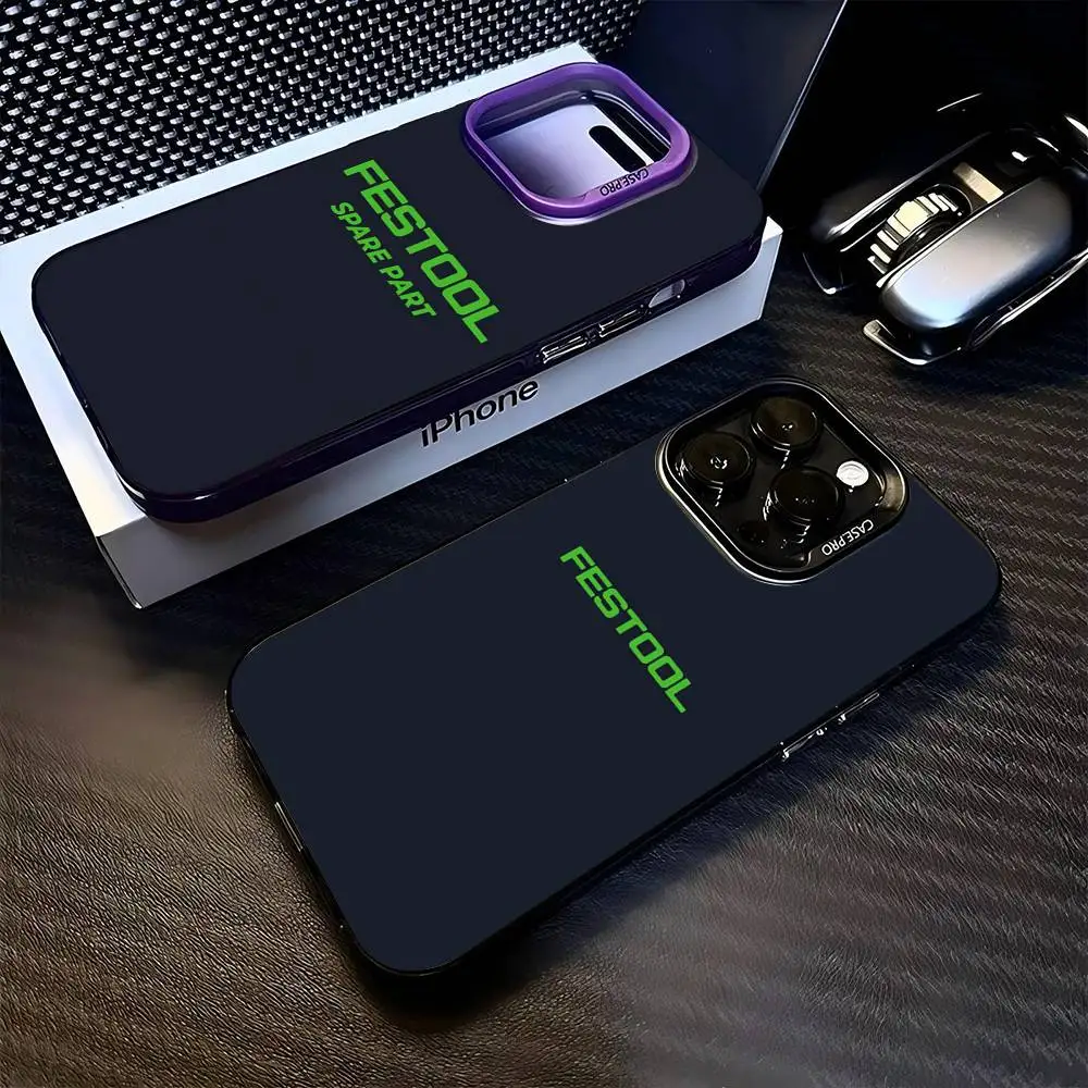 Coque de téléphone colorée avec logo Festool pour iPhone 17 16 15 14 13 12 11 Pro Max Plus Pro