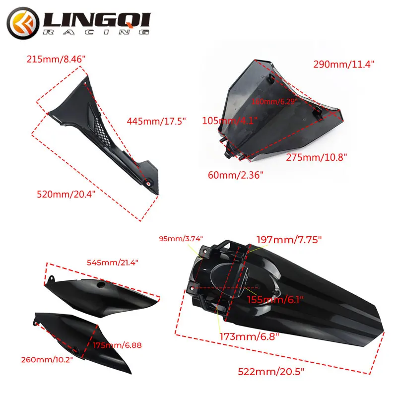 LYNNCHI Motorcycle T4 Plastic Cover Fairing Kit Front Rear Fender Mudguard Number Plate Covers For Kayo T2 T 4 Pit Dirt Bike - view 3