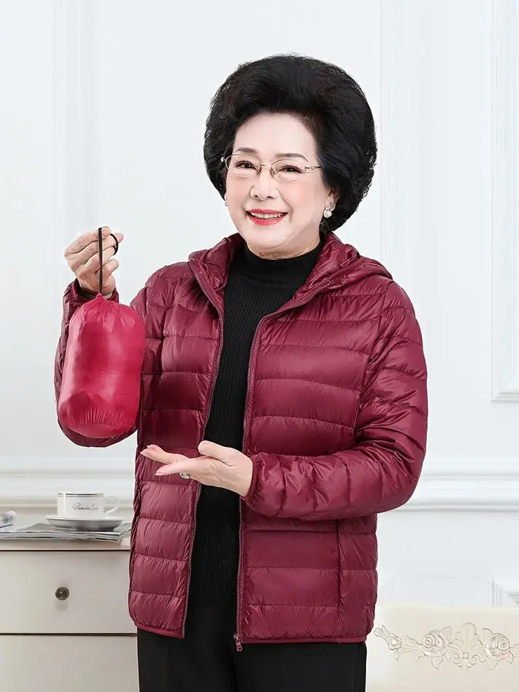 

New Light Weight ort down Jaet for Middle Aged And ly Women Loose Fit Hooded Coat plus Size Cotton Outerwear