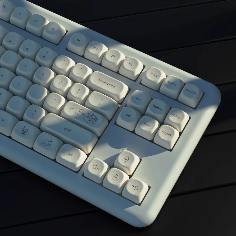 

Cute Bear 125 Key White Keycap MOA Configuration PBT Keycap for Cherry MX Switch Mechanical Gamer Keyboard