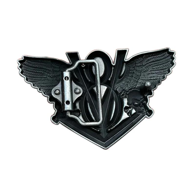 Zinc alloy winged skull scalp buckle in western style