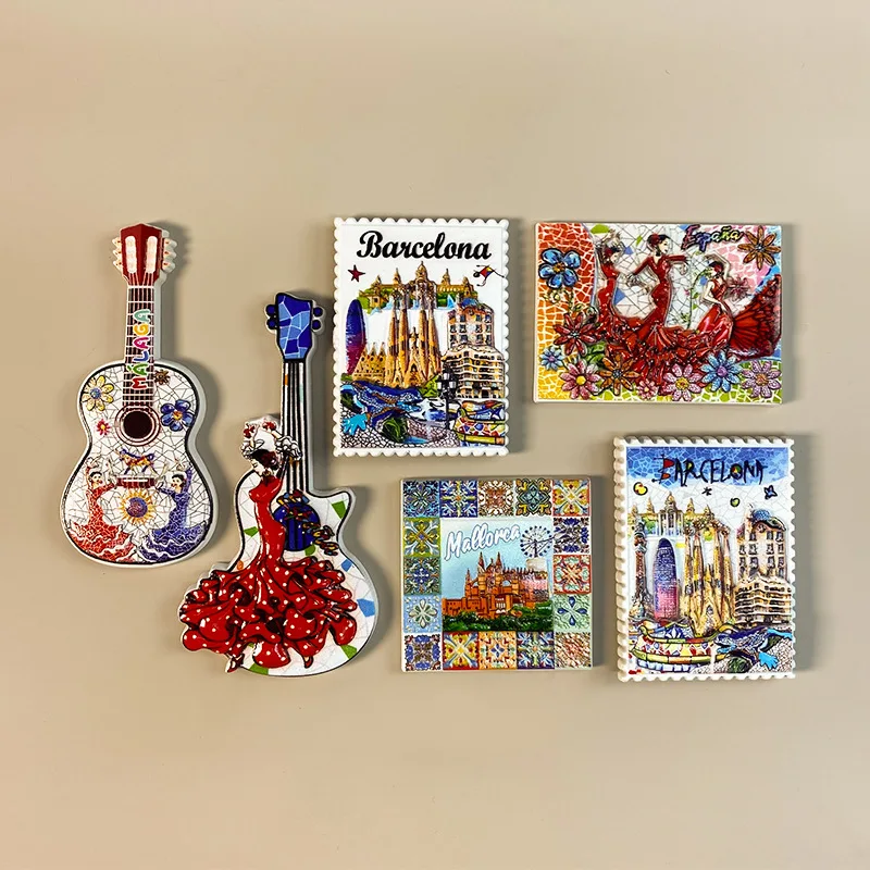 

Barcelona Spain Fridge Magnets: Guitar, Flamenco Lady, Sagrada Familia, Floral Dancers | Refrigerator Magnets, Strong Magnets