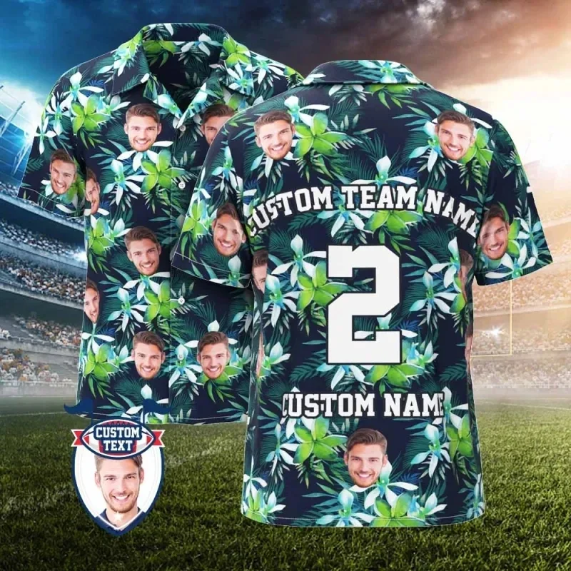 

2025 custom photo face name Hawaiian shirt custom text from diy beach shirt gift designer shirts for men customize club jersey