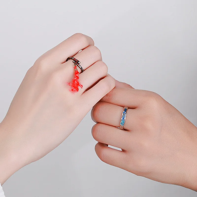 Anime Mo Dao Zu Shi Cosplay Couple Ring Wei WuXian Lan WangJi Lover Rings Ancient Style Gift Prop Accessories