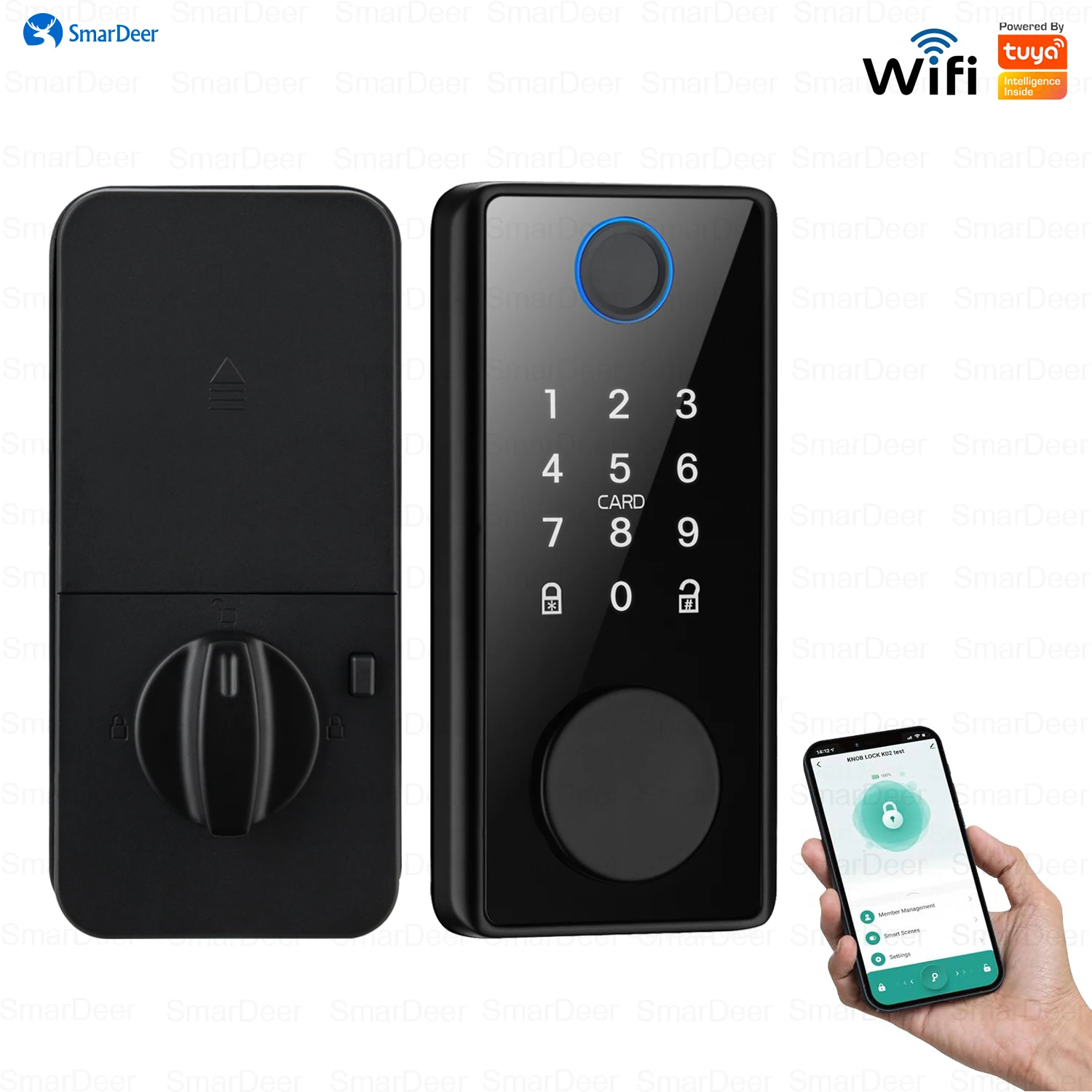 Smartdeer-Tuya用の電子ドアロック,インテリジェントデッドボルトロック,指紋,キーレスエントリー,家庭,オフィス,アパート