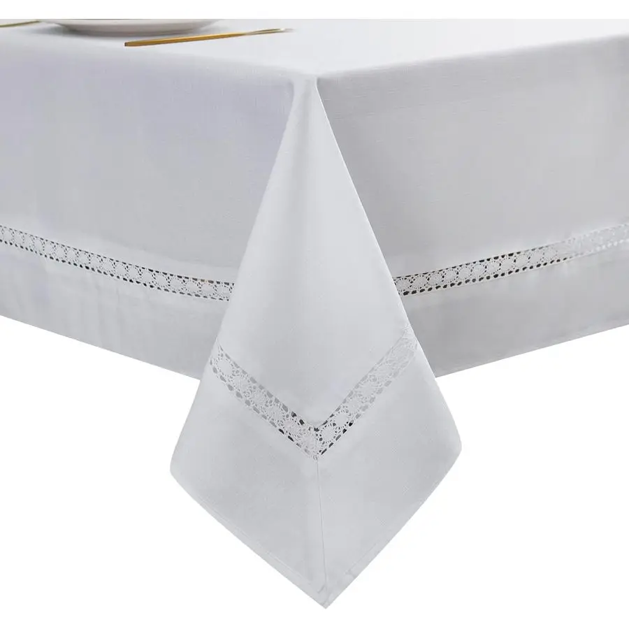 

Fabric Table Cloth of Textile with White LaceWaterproof Wrinkle Free Stain Resistant Oil Prooffor Dining,IndoorampOutdoor,Weddin