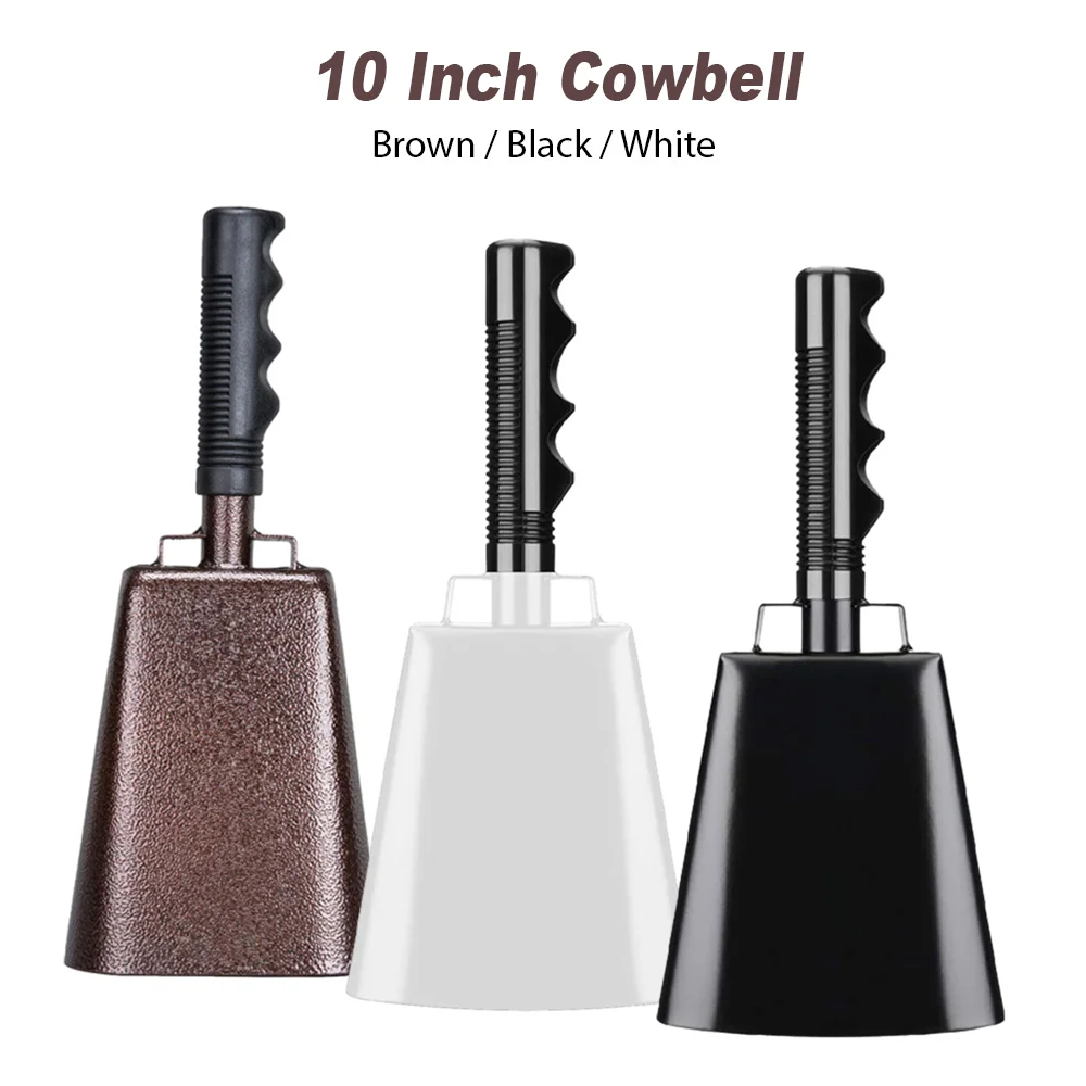 جرس بقر مع صانعات ضوضاء بمقبض ، آلة موسيقية قرع ، ألعاب كرة قدم ، مزرعة ، أحداث رياضية ، بقرة حفلة ، 10 بوصة