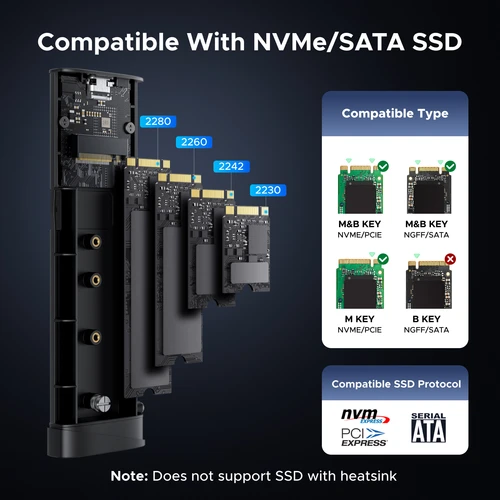 Imagen 2 del producto UGREEN 20Gbp M2 SSD Case NVME SATA protocolo dual M.2 a USB tipo C adaptador SSD para NVME PCIE NGFF SATA SSD caja de disco