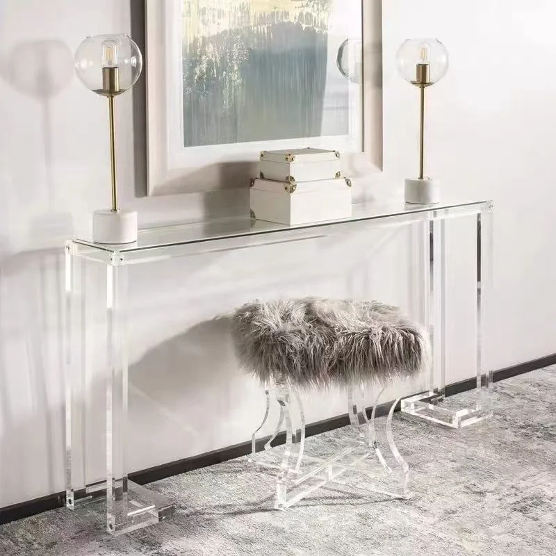 

Современный акриловый прозрачный консольный стол для гостиной, легко чистится и удобен для хранения.