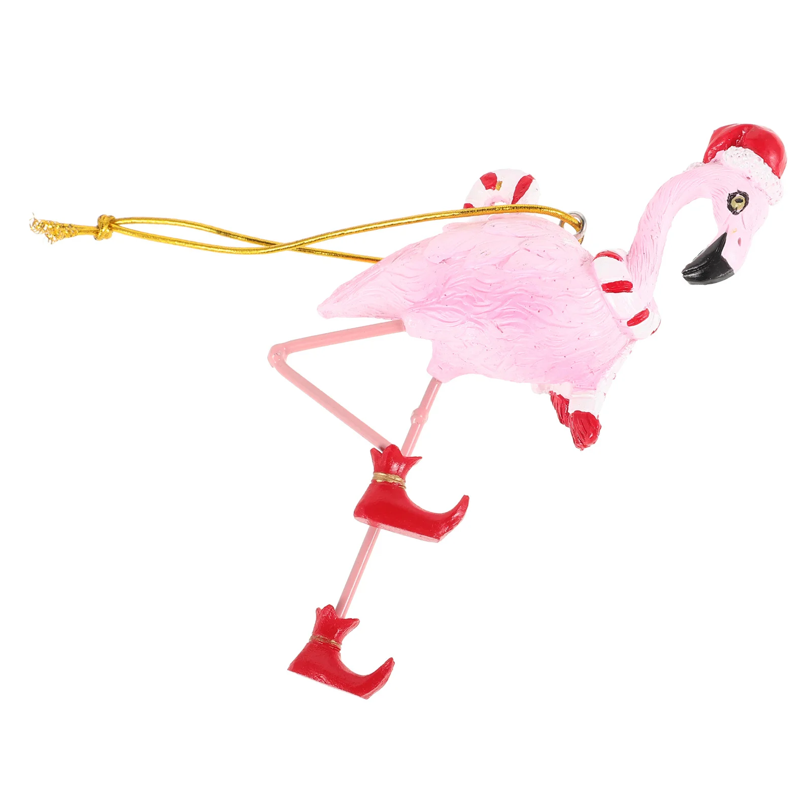 

Pink Resin Flamingo Christmas Ornament Santa Claus Theme Tropical Style Hanging Decor for Tree Living Room Bedroom Festive
