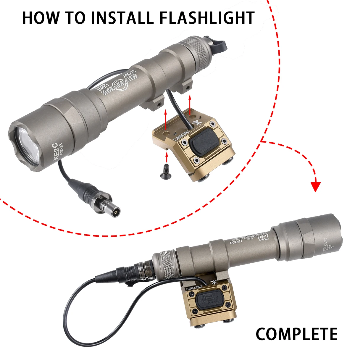 Surefire M300 M600 مصباح يدوي مع وحدة Modbutton لايت مفتاح ضغط 20 مللي متر بندقية السكك الحديدية الادسنس M600C M600B LED كشاف ضوء #6