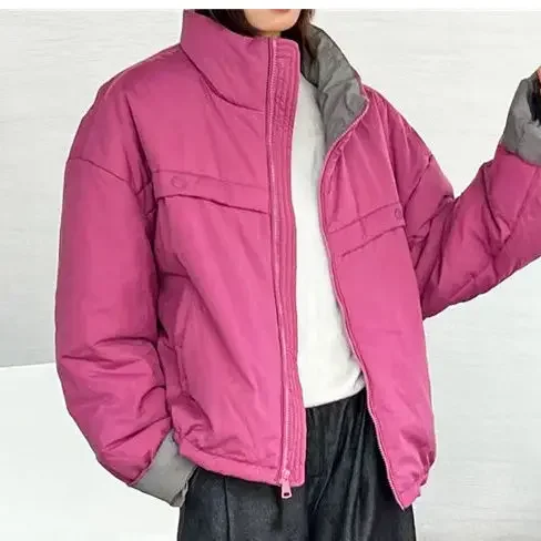 

2025 Autumn/Winter Fashion New Women's Down Cotton Jacket Splicing Stand Up Collar Short Jacket
