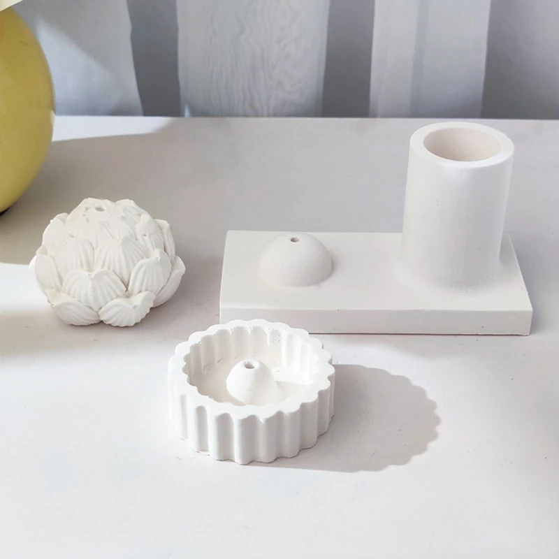 Incense Hoder Silicone Mold Lotus Epoxy Casting Mold for DIY Candlestick